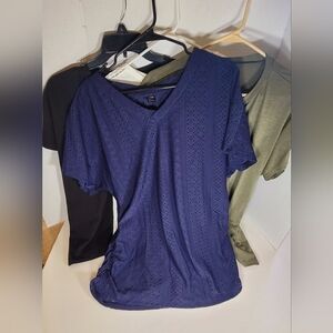 3 SHEIN Tops Including A Navy Eyelet Short Sleeve Top. All Size XL